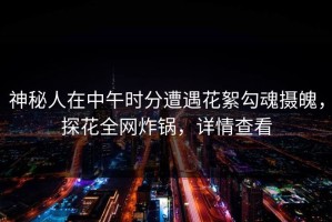 神秘人在中午时分遭遇花絮勾魂摄魄，探花全网炸锅，详情查看