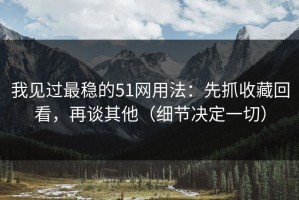 我见过最稳的51网用法：先抓收藏回看，再谈其他（细节决定一切）