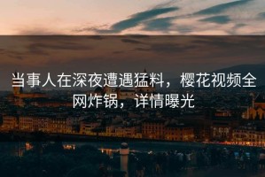 当事人在深夜遭遇猛料，樱花视频全网炸锅，详情曝光