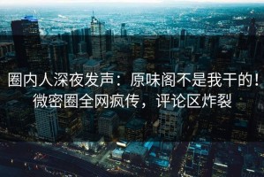 圈内人深夜发声：原味阁不是我干的！微密圈全网疯传，评论区炸裂