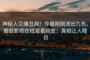 神秘人又爆丑闻！今晨刚刚流出九色，蘑菇影视在线观看网友：真相让人瞠目