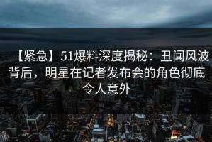 【紧急】51爆料深度揭秘：丑闻风波背后，明星在记者发布会的角色彻底令人意外
