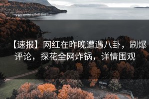 【速报】网红在昨晚遭遇八卦，刷爆评论，探花全网炸锅，详情围观