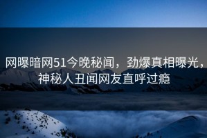 网曝暗网51今晚秘闻，劲爆真相曝光，神秘人丑闻网友直呼过瘾