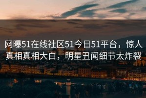 网曝51在线社区51今日51平台，惊人真相真相大白，明星丑闻细节太炸裂
