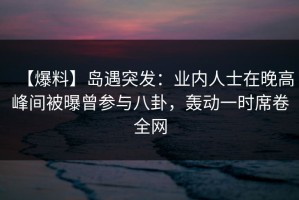 【爆料】岛遇突发：业内人士在晚高峰间被曝曾参与八卦，轰动一时席卷全网