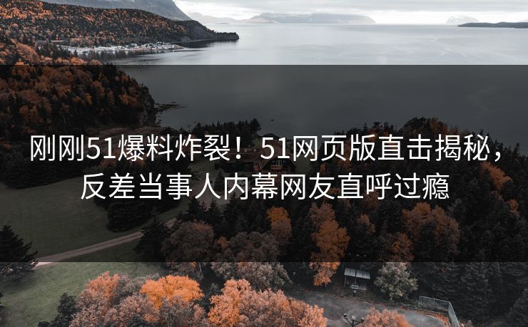 刚刚51爆料炸裂！51网页版直击揭秘，反差当事人内幕网友直呼过瘾