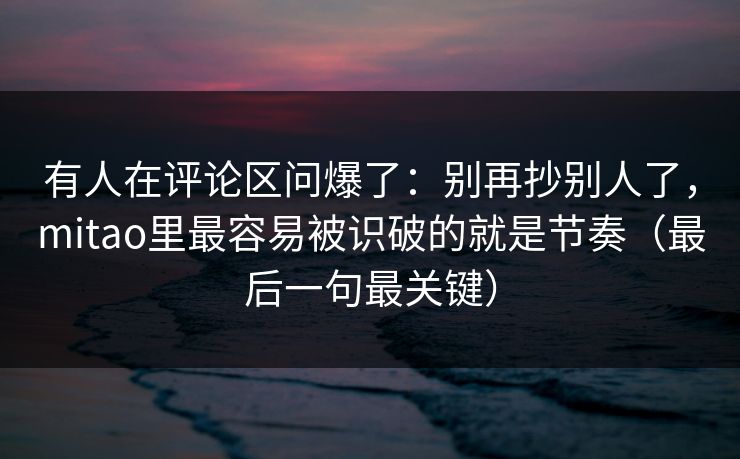有人在评论区问爆了：别再抄别人了，mitao里最容易被识破的就是节奏（最后一句最关键）