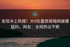 发现冲上热搜！大V在墨西哥暗网被爆猛料，网友：全网热议不断