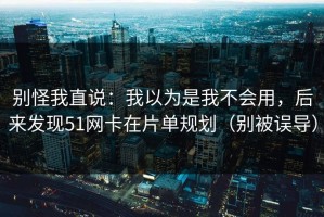 别怪我直说：我以为是我不会用，后来发现51网卡在片单规划（别被误导）