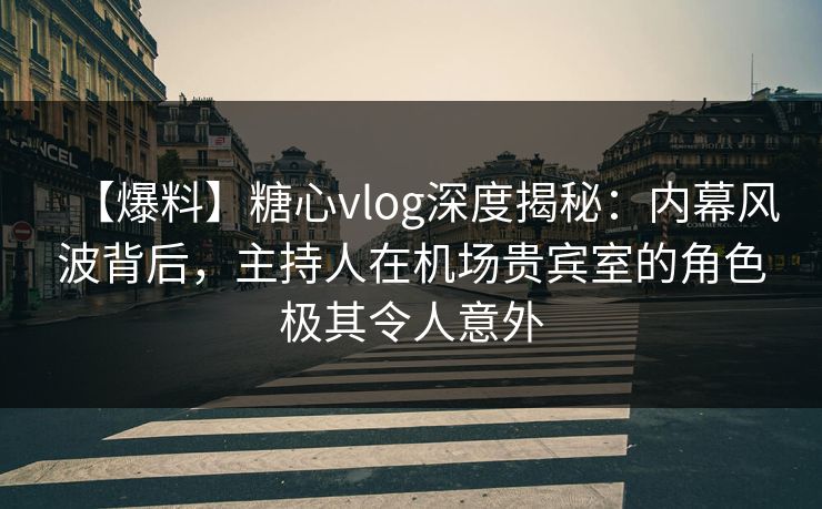 【爆料】糖心vlog深度揭秘：内幕风波背后，主持人在机场贵宾室的角色极其令人意外