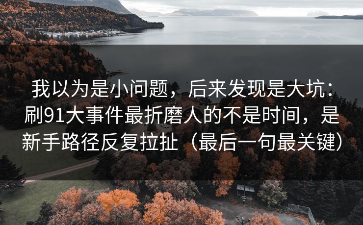 我以为是小问题,后来发现是大坑:刷91大事件最折磨人的不是时间,是新手路径反复拉扯(最后一句最关键) 我以为是小问题,后来发现是大坑:刷91大事件最折磨人的不是时间,是新手路径反复拉扯(最后一句最关键)