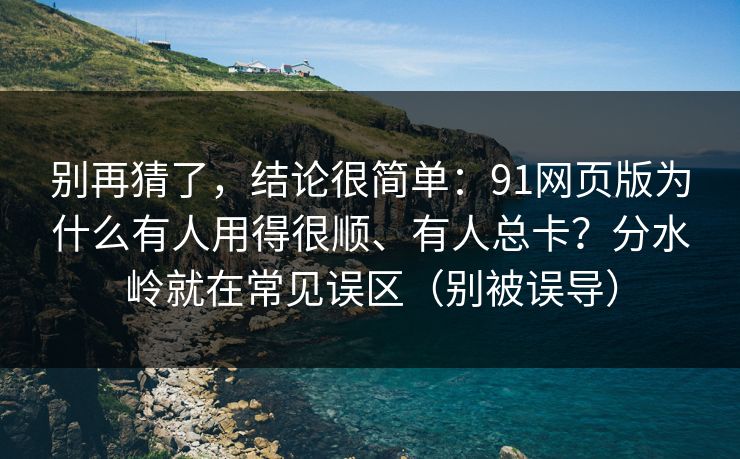 别再猜了，结论很简单：91网页版为什么有人用得很顺、有人总卡？分水岭就在常见误区（别被误导）